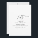 Convite de aniversário 50º Script Moderno<br><div class="desc">Este moderno convite de aniversário 50º é perfeito para uma festa de aniversário minimalista. O simples design preto e branco apresenta uma tipografia industrial única, com estilo boho moderno. Personalizável em qualquer cor. Mantenha o design mínimo e elegante, como está, ou personalize-o adicionando seus próprios gráficos e trabalhos de arte....</div>