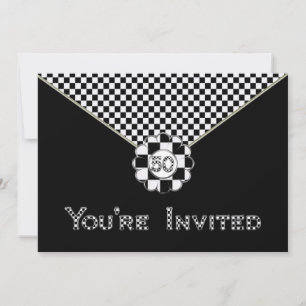 convite de aniversário 50 - BLK/WHT ENVELOPE