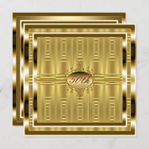 Convite de aniversário 50 Dourado Dourado