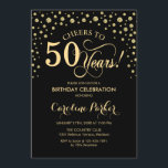 convite de aniversário 50 - Dourado Preto<br><div class="desc">50º Convite de aniversário. Design elegante com ouro brilhante falso e preto. Anima-te a 50 anos! Envie-me uma mensagem se precisar de mais personalização.</div>