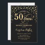 convite de aniversário 50 - Dourado Preto<br><div class="desc">50º Convite de aniversário. Design elegante com ouro brilhante falso e preto. Anima-te a 50 anos! Envie-me uma mensagem se precisar de mais personalização.</div>