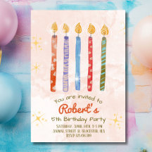 Convite de aniversário 5 de Cinco Velas para Crian