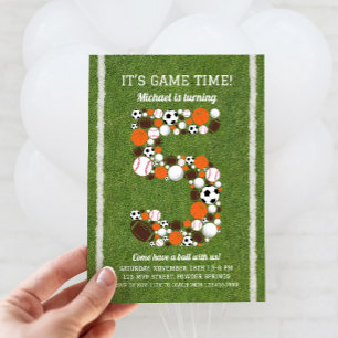 Convite de aniversário 5 desportivo