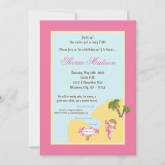 Convite de aniversário 5 vezes 7 de Surfer Surfer