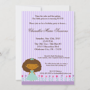 Convite de aniversário 5 x 7 African Princess Gir