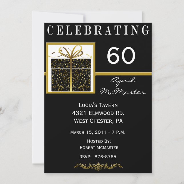 Convite de aniversário 60º presente especial (Frente)