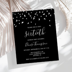 Convite de aniversário 60 Black Silver