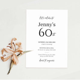 Convite de aniversário 60 minimalista moderno