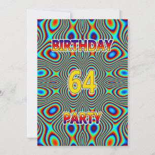 Convite de aniversário 64 Psicodélico