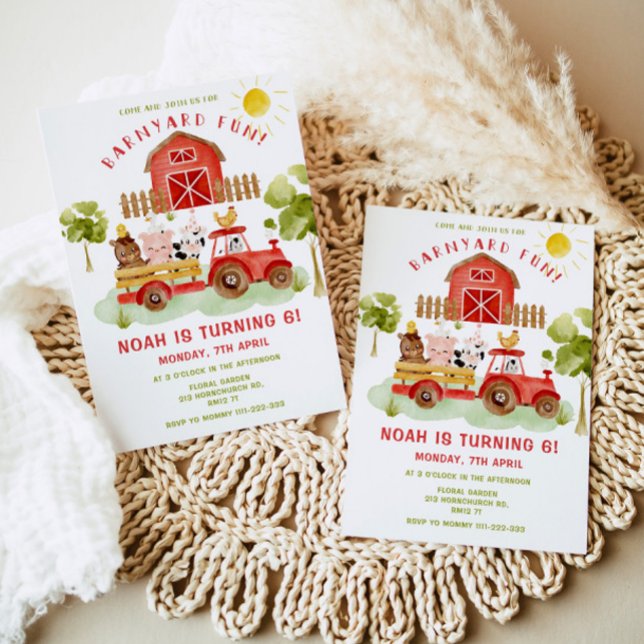 Convite de aniversário 6 de animais da criação ver (Criador carregado)