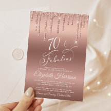 Convite de aniversário 70 brilhante Dourado rosa