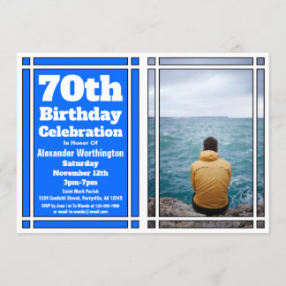 Convite de aniversário 70 de Fotografia Azul