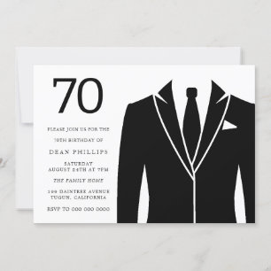 Convite de aniversário 70 de naipe preto
