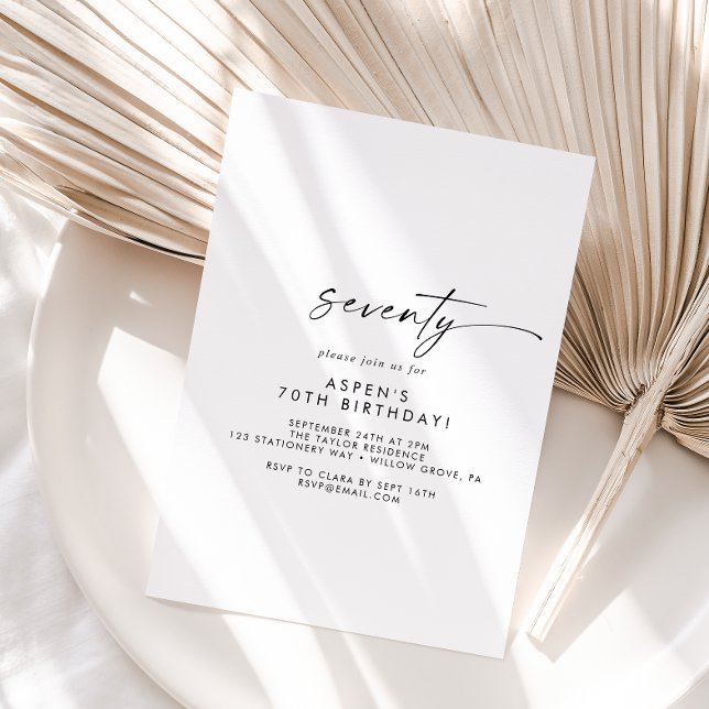 Convite de aniversário 70 de Script Moderno (Criador carregado)