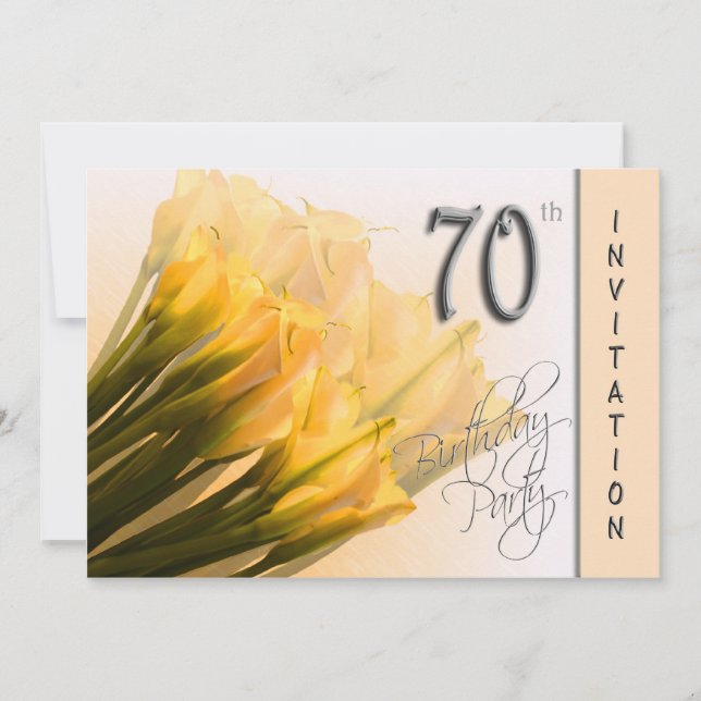 convite de aniversário 70 - Lírios Calla (Frente)