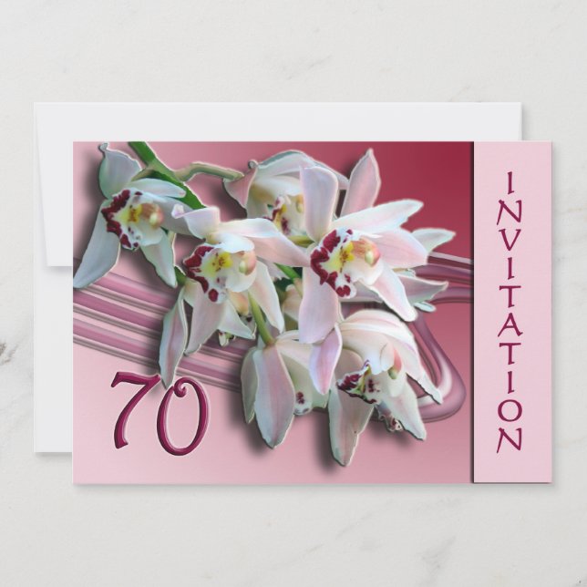 Convite de aniversário 70 - Orquídeas (Frente)