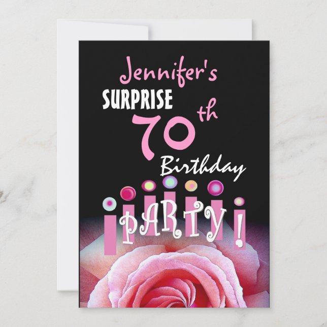 Convite de aniversário 70 SURPRISE Personalizado (Frente)