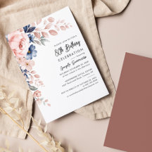 Convite de aniversário 80 azul-rosa