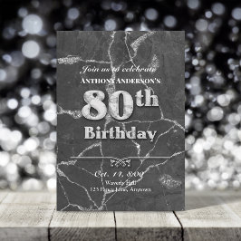 Convite de aniversário 80 de mármore