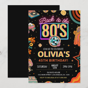 Convite de aniversário 80s editável Voltar aos 80s