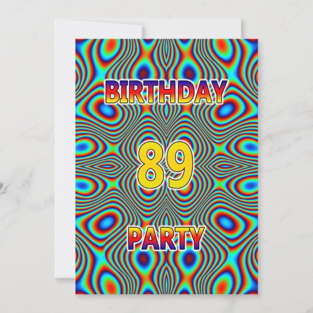 Convite de aniversário 89 Psicodélico (Frente)