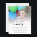 Convite de aniversário 90 de Script de Fotografia<br><div class="desc">Um valor para o alternativo do ORÇAMENTO em tamanho menor de 4, 5 x 5, 6" de semirbrilho de 110 lbs, que é de espessura semelhante a um cartão postal (no entanto, não é adequado para uso como cartão postal). POR FAVOR, OBSERVE QUE HÁ UM convite por folha. Convite de...</div>