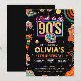 Convite de aniversário 90 editável Voltar aos 90