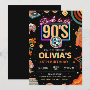 Convite de aniversário 90 editável Voltar aos 90