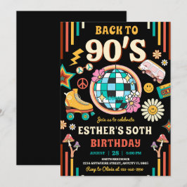 Convite de aniversário 90 editável Voltar aos 90