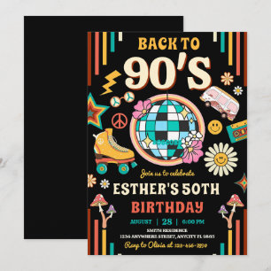 Convite de aniversário 90 editável Voltar aos 90