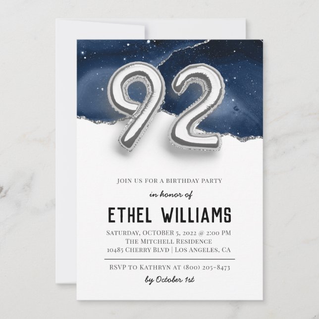 convite de aniversário 92 (Frente)