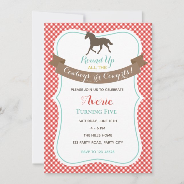 Convite de Aniversário à Fazenda Vintage (Cavalo) (Frente)