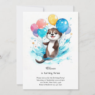 Convite de Aniversário à Lontra Aquarela