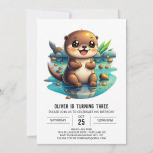 Convite de Aniversário à Lontra Aquarela