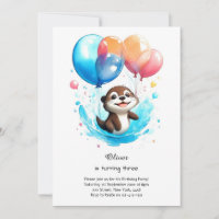 Convite de Aniversário à Lontra Aquarela