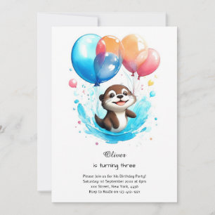 Convite de Aniversário à Lontra Aquarela