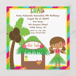 Convite de Aniversário à Praça Tiki Hut Luau