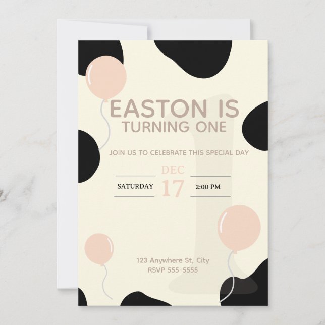 Convite de Aniversário à Vaca Infantil (Frente)