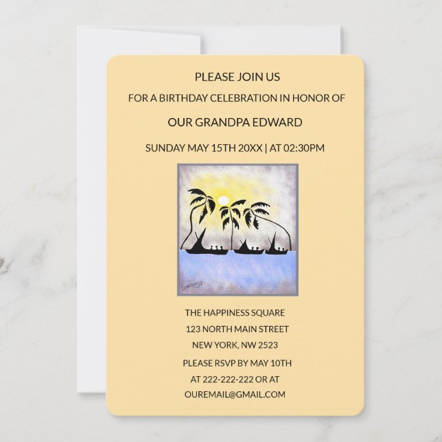 Convite de Aniversário à Vela Cheia Silhouette (Frente)