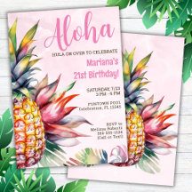 Convite de Aniversário Abacaxi Aloha