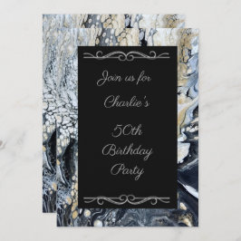 Convite de aniversário Abstrato preto a frio