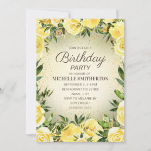 Convite de Aniversário Adulto com Glitter Floral A