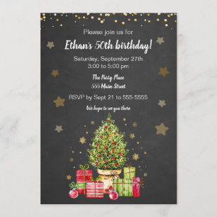 convite de aniversário adulto da árvore de Natal