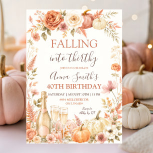 Convite de Aniversário Adulto Floral Boho Outono