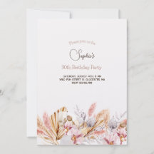 Convite de aniversário adulto flores Boho