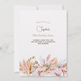 Convite de aniversário adulto flores Boho