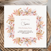 Convite de aniversário adulto flores Boho