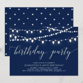 Convite de Aniversário Adulto | Prata e Azul-Marin