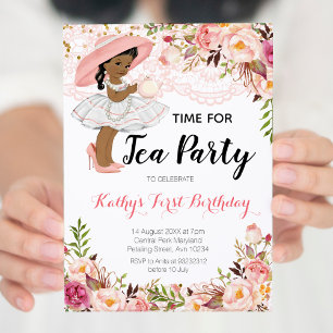 Convite de aniversário Africano-Americano do Tea