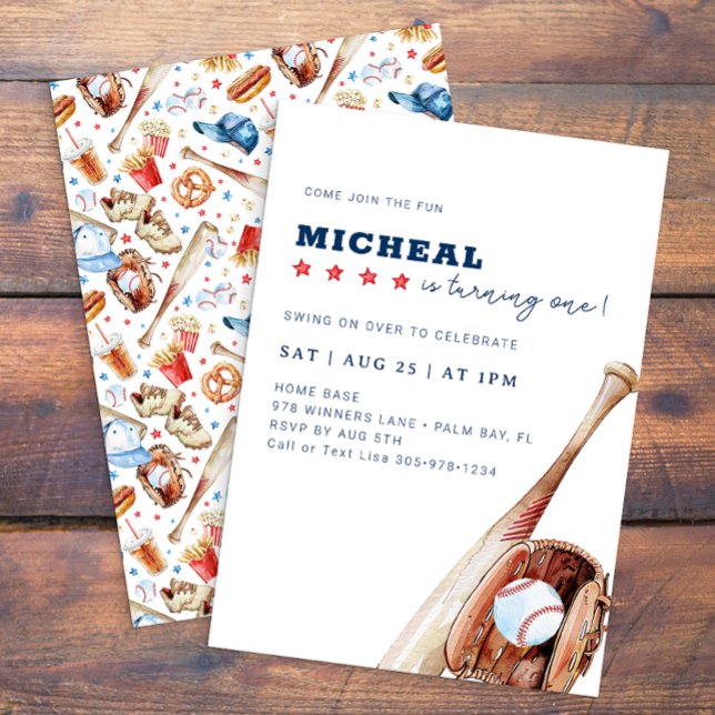 Convite de aniversário All-Star Baseball (Modern Baseball Birthday Invitation)